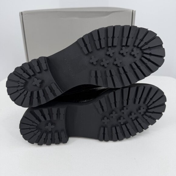 Everlane The Lug Loafer in Black Crocodile Leather size 7 Women's Chunky Heel - Picture 7 of 9